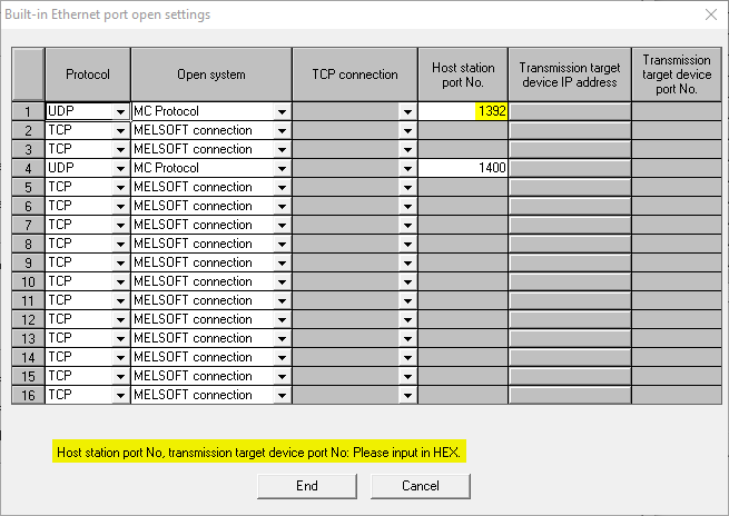 Built-in ethernet port open settings